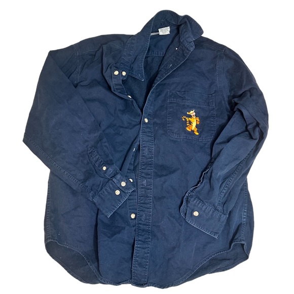 DISNEY Store WINNIE THE POOH Tigger Blue Vintage Button Shirt Small - Picture 1 of 4